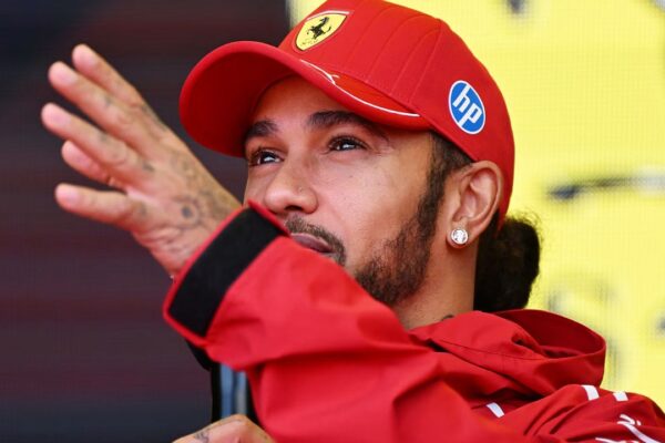 Ferrari Formula 1 car of Lewis Hamilton on track at Circuit of The Americas