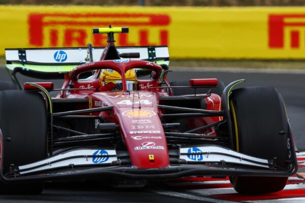 Ferrari Formula 1 car of Lewis Hamilton on track at Circuit of The Americas