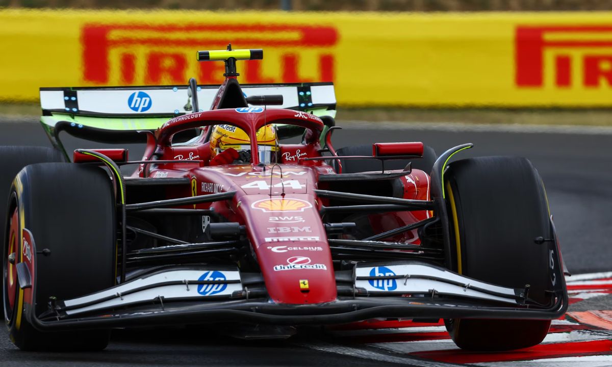 Ferrari Formula 1 car of Lewis Hamilton on track at Circuit of The Americas